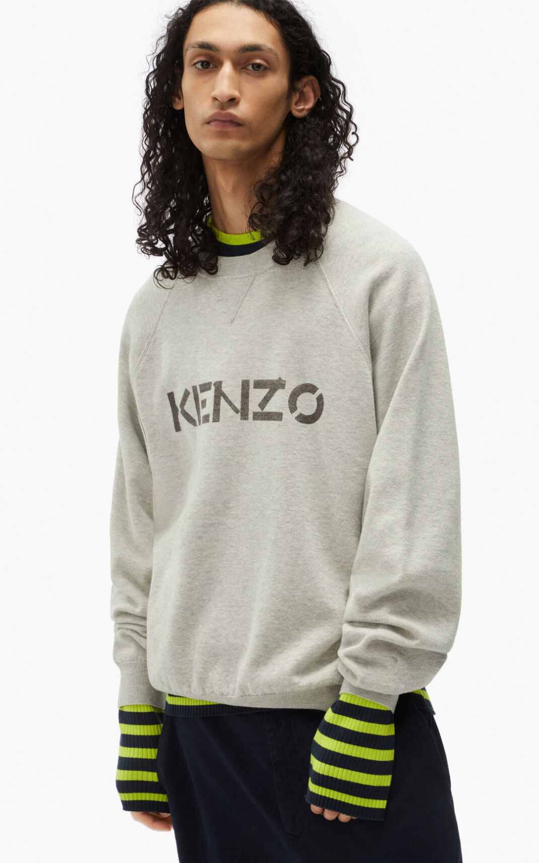 Kenzo logo Jumper Grey For Mens 6903IYZAD